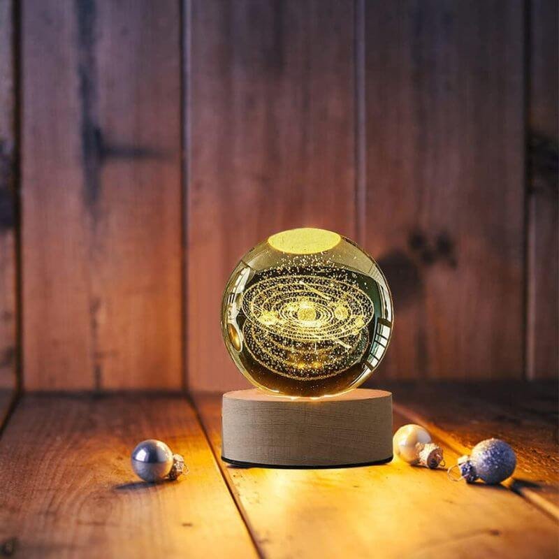 ESFERA LED CON BASE DE MADERA - Imagen 2