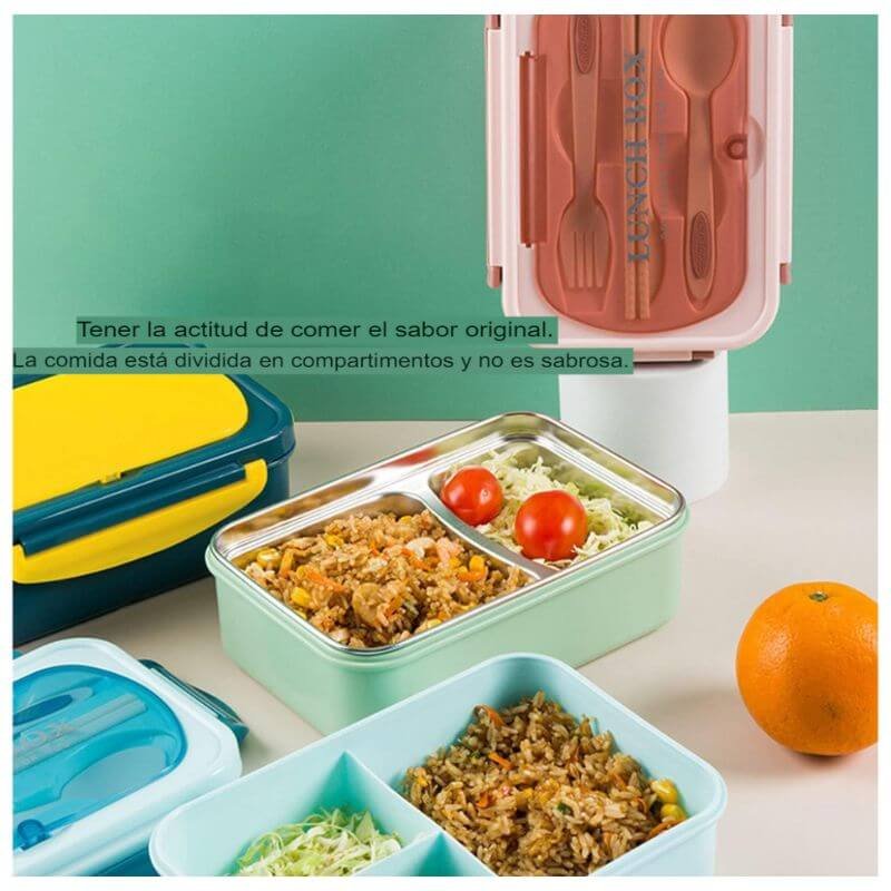 LONCHERA BENTO INOXIDABLE 3 DIVISIONES ESTILO JAPONÉS - Imagen 2