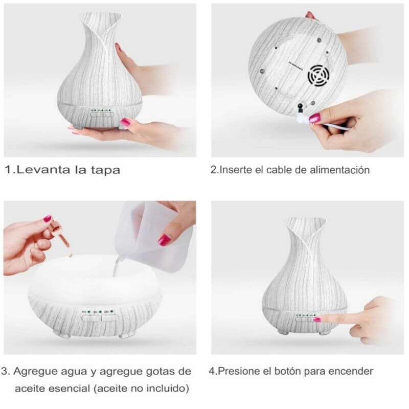 HUMIDIFICADORA DE MADERA ESTILO BLANQUEADO - Imagen 2